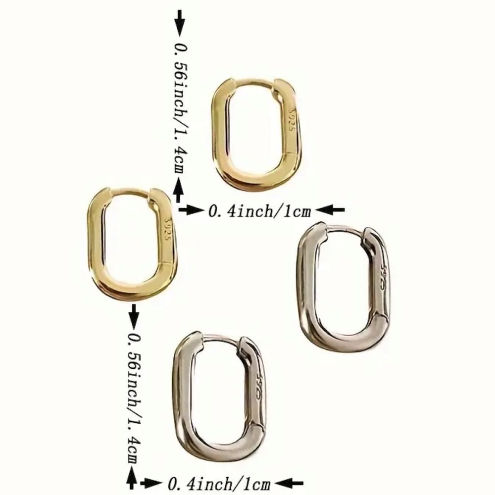S925 Sterling Silver U Shape Huggie Hoop Earrings - Picture 3 of 6